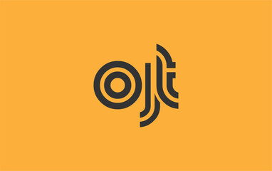 OJT Creative Unique Modern Letter Logo Design. Stylized logo featuring a unique letter design, presenting abstract minimalist aesthetics and modern appeal.
