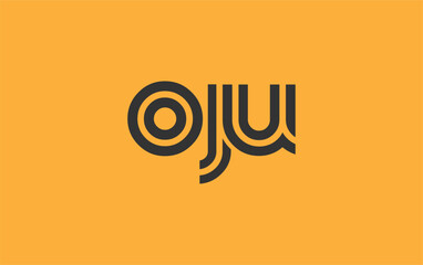 OJU Creative Unique Modern Letter Logo Design. Stylized logo featuring a unique letter design, presenting abstract minimalist aesthetics and modern appeal.