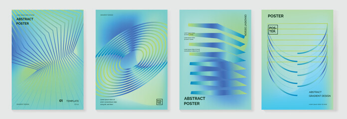 Abstract line sport poster background vector set. Minimalist cover template with vibrant perspective line wave in motion. Ideal design for social media, cover, banner, flyer, ads. © TWINS DESIGN STUDIO