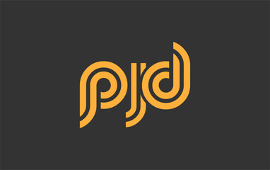 PJD Creative Unique Modern Letter Logo Design. Stylized logo featuring a unique letter design, presenting abstract minimalist aesthetics and modern appeal.