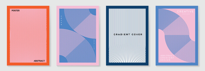 Abstract line sport poster background vector set. Minimalist cover template with vibrant perspective line wave in motion. Ideal design for social media, cover, banner, flyer, ads. © TWINS DESIGN STUDIO