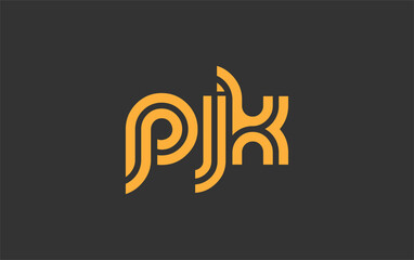 PJK Creative Unique Modern Letter Logo Design. Stylized logo featuring a unique letter design, presenting abstract minimalist aesthetics and modern appeal.