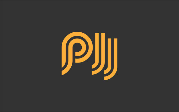 PJJ Creative Unique Modern Letter Logo Design. Stylized logo featuring a unique letter design, presenting abstract minimalist aesthetics and modern appeal.