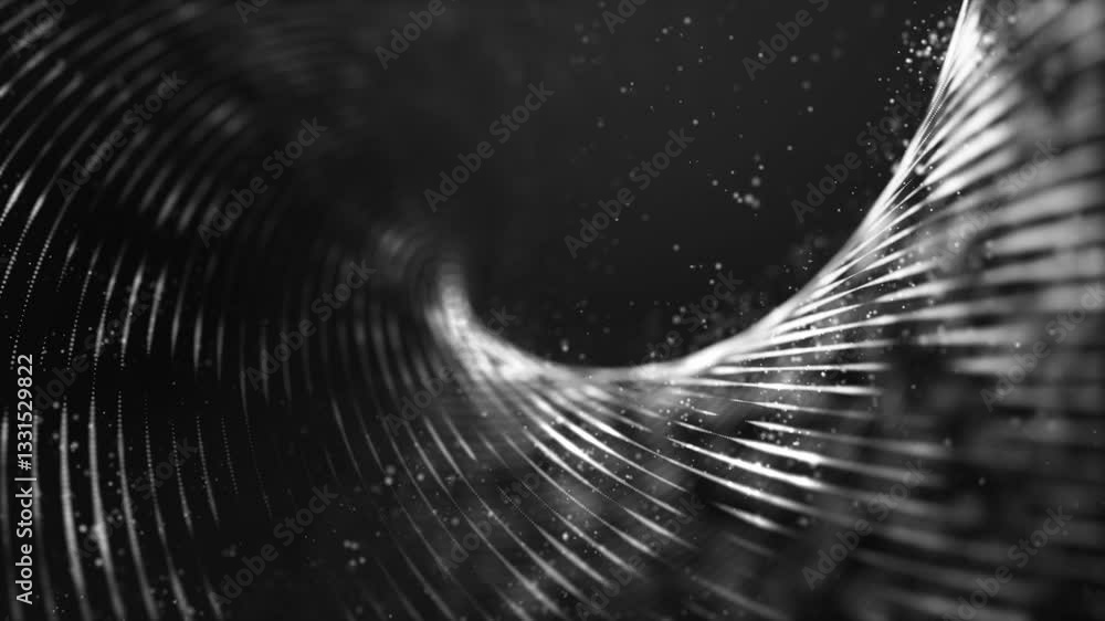 Wall mural monochrome particle galaxy - 4k ethereal video loop on dark void