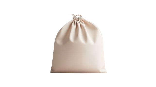 Simple beige drawstring bag on a plain background ideal for casual outings and everyday use to carry essentials easily and stylishly