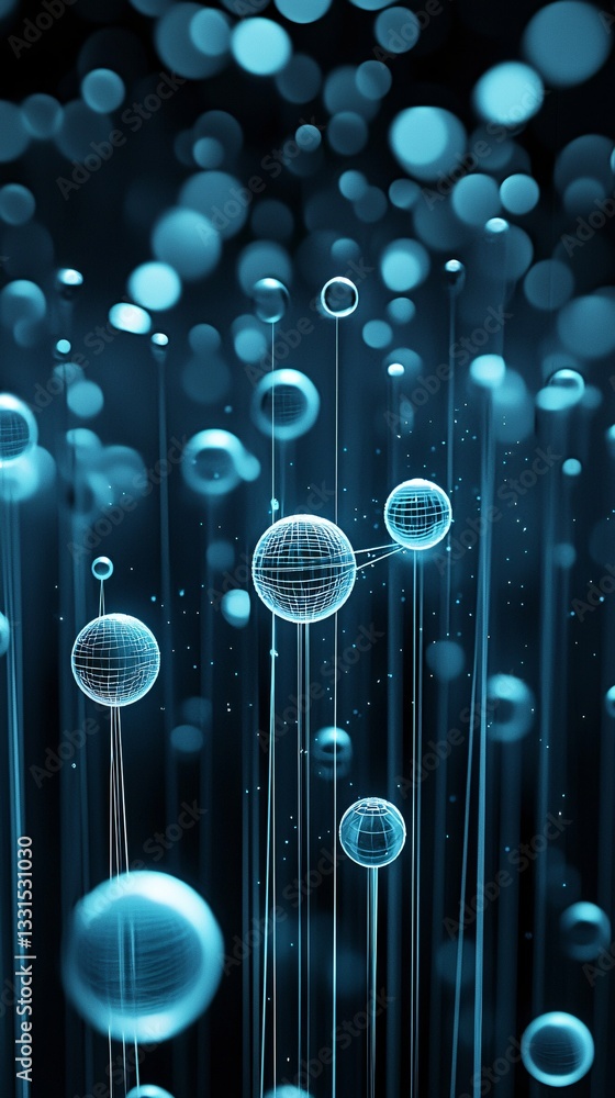 Poster a surreal cyber-dream where human memories are visualized as floating orbs of pure data, interconnec