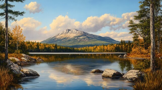 Mount Monadnock. Majestic Mountain Landscape with Serene Lake and Nature Reflection