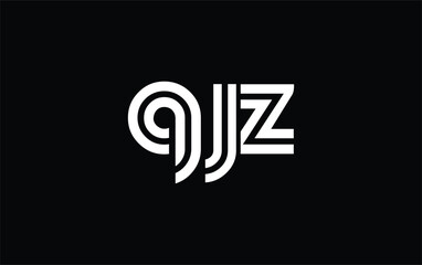 QJZ Creative Unique Modern Letter Logo Design. Stylized logo featuring a unique letter design, presenting abstract minimalist aesthetics and modern appeal.