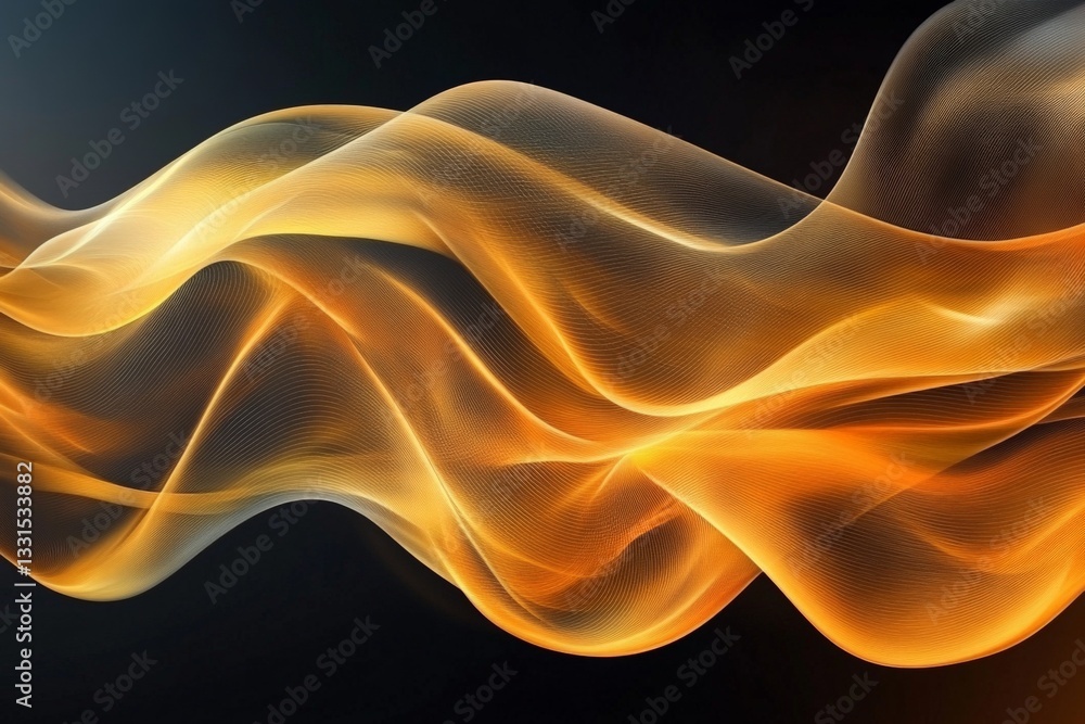 Leinwandbilder flowing golden waves create a mesmerizing abstract artwork with smooth curves and radiant light in a
