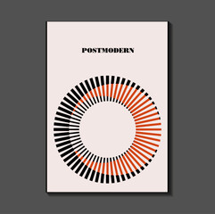 Poster inspired postmodern of vector abstract dynamic symbols with bold geometric shapes, useful for web background, poster art design, magazine front page, hi-tech print, cover artwork.