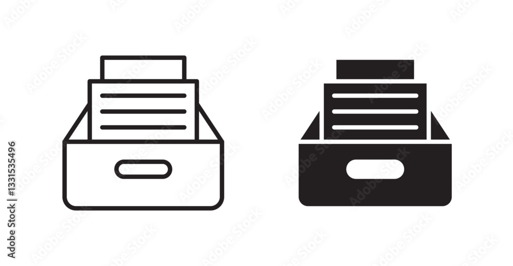 Poster Archive vector icon set in black color.