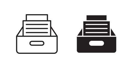 Archive vector icon set in black color.