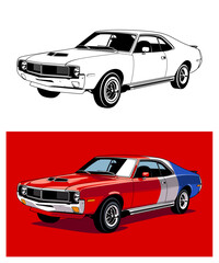 1969 Red Stripe Muscle Car Legend 