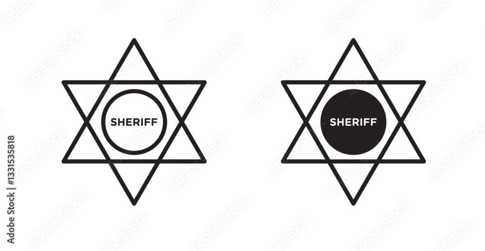 Poster Badge Sheriff vector icon set in black color.