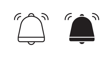 Bell ring vector icon set in black color.