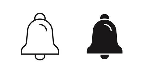 Bell vector icon set in black color.
