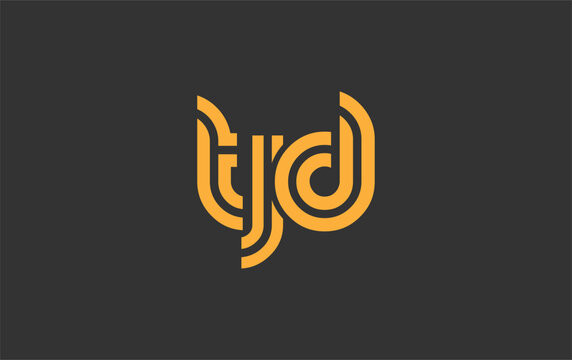 TJD Creative Unique Modern Letter Logo Design. Stylized logo featuring a unique letter design, presenting abstract minimalist aesthetics and modern appeal.