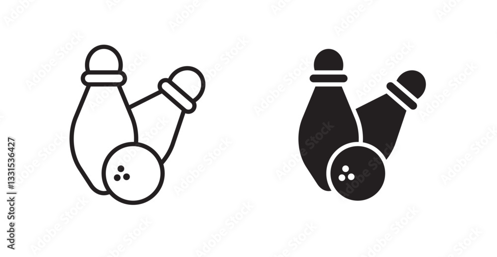 Poster bowling vector icon set in black color.