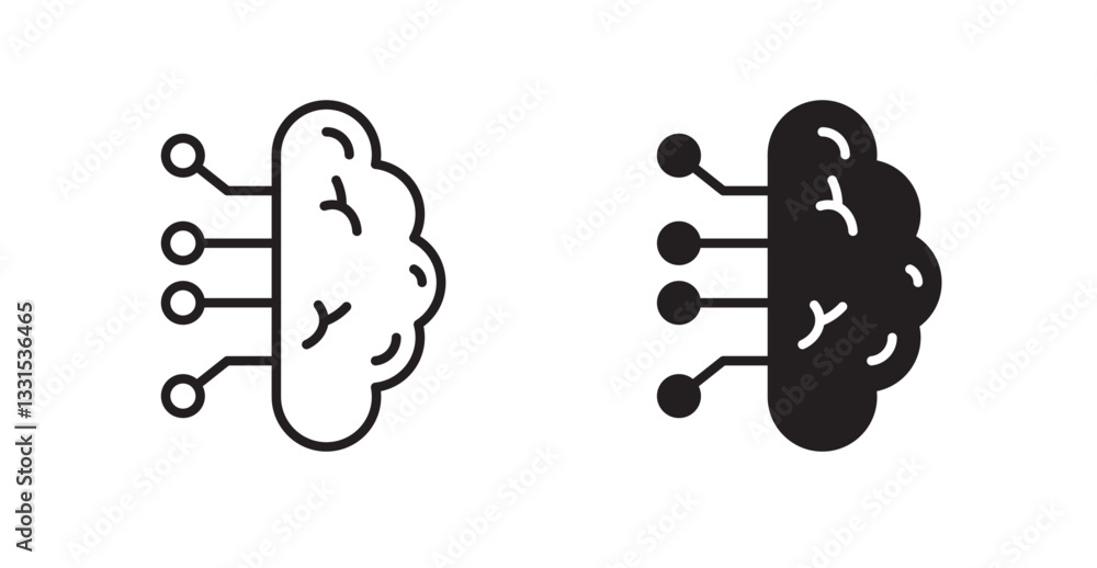 Poster Brain circuit vector icon set in black color.