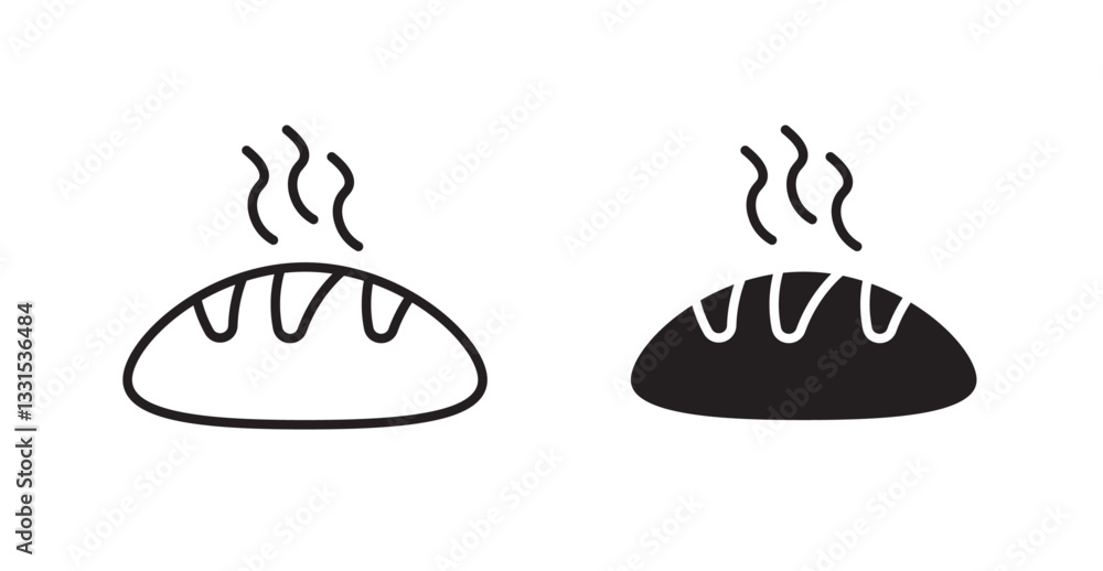 Poster bread vector icon set in black color.