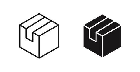 Box vector icon set in black color.