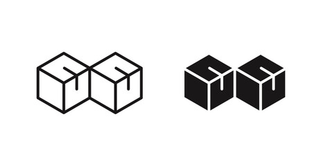 Boxes vector icon set in black color.