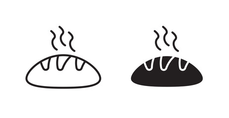 Bread vector icon set in black color.