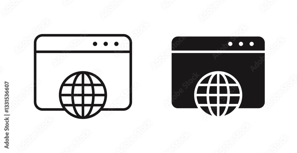Poster browser vector icon set in black color.