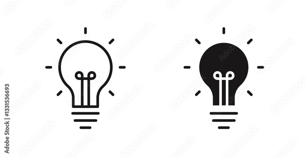 Poster bulb vector icon set in black color.
