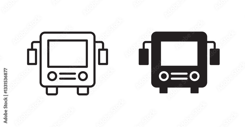 Poster bus vector icon set in black color.
