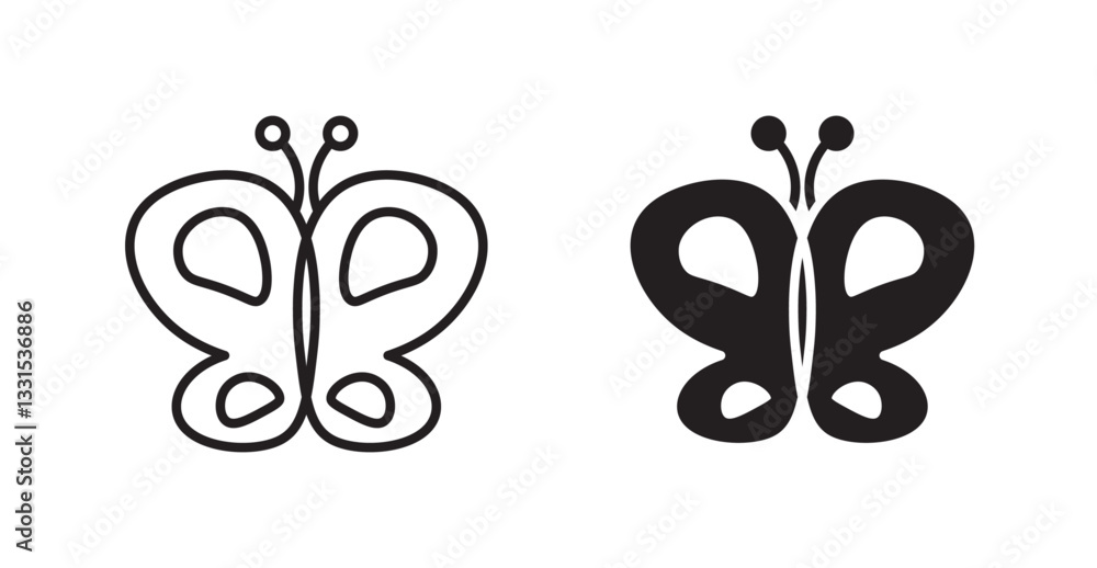 Poster Butterfly vector icon set in black color.