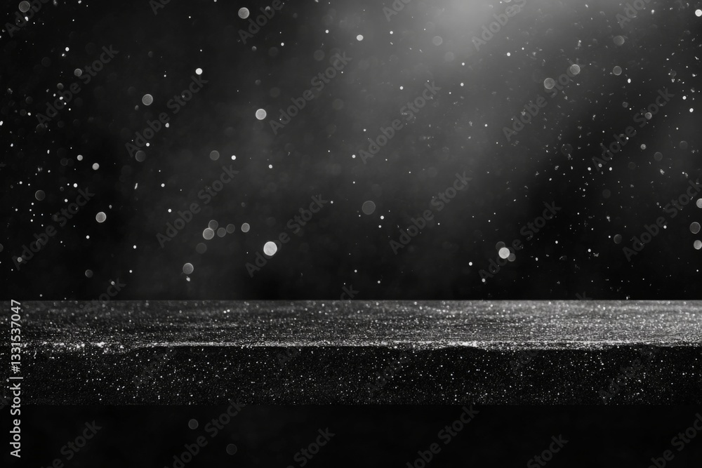Fototapete Sparkling particles create a magical atmosphere on a dark surface in an artistic display of light and shadow