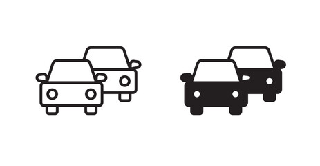 Car crash vector icon set in black color.