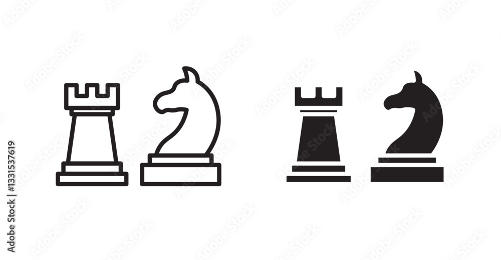 Poster chess vector icon set in black color.