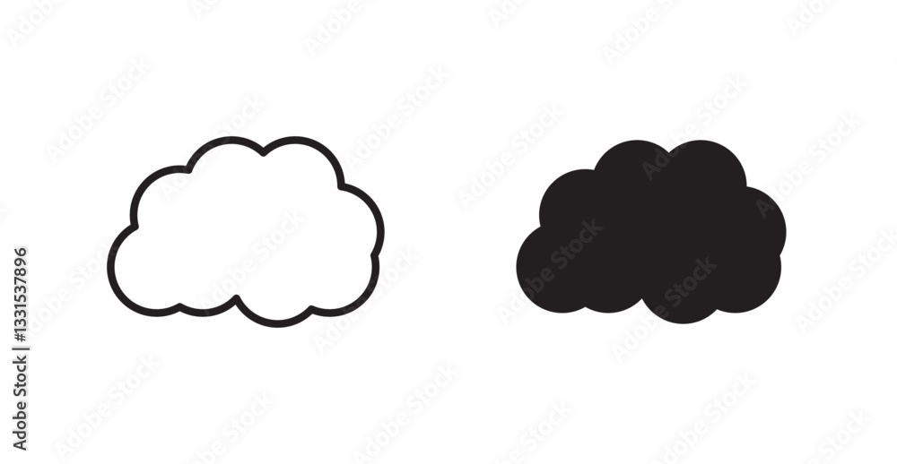 Poster Clouds vector icon set in black color.