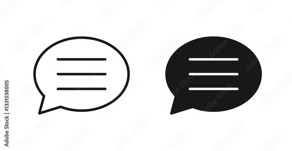 Poster comment vector icon set in black color.