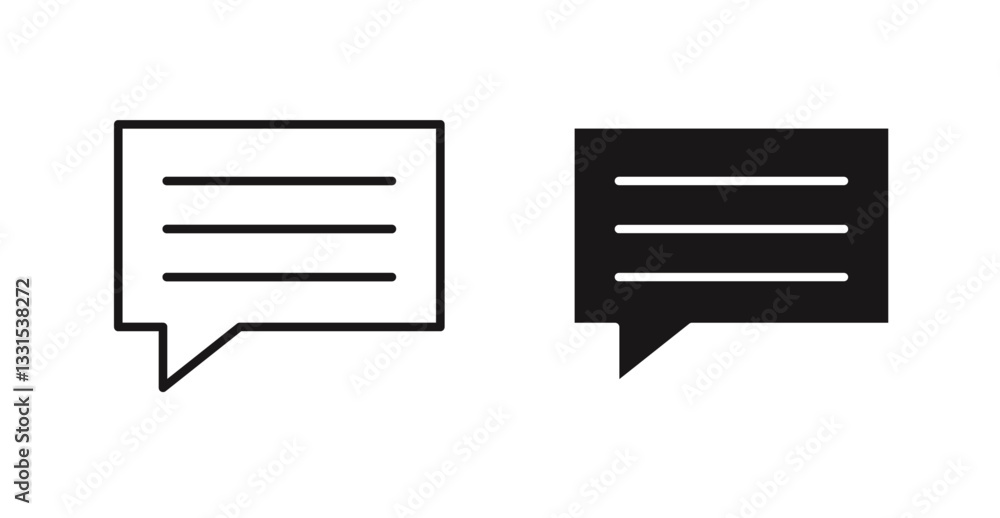 Poster comment vector icon set in black color.