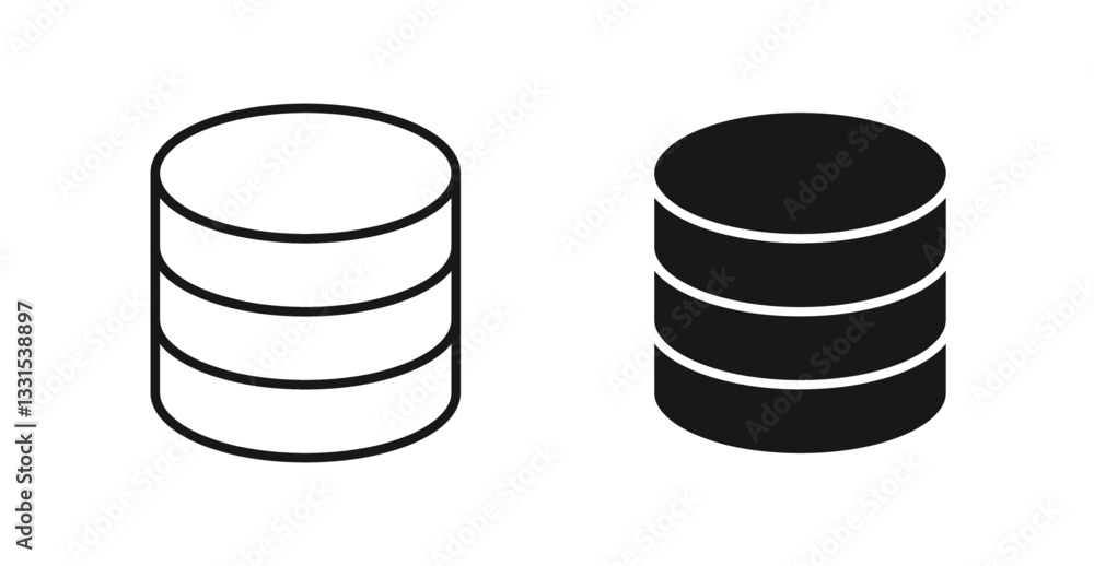 Poster Database vector icon set in black color.