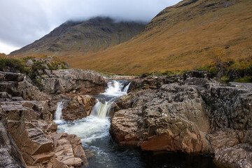 Waterfall on the River Etive, Glen Etive, Highlands, Scotland
