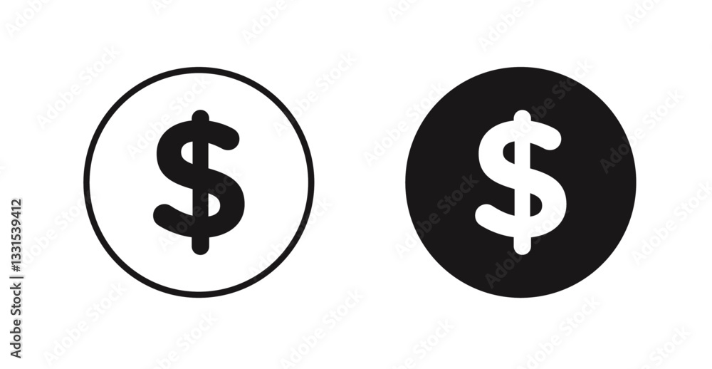 Poster dollar vector icon set in black color.