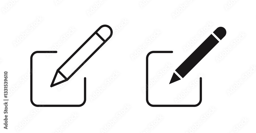 Poster edit vector icon set in black color.