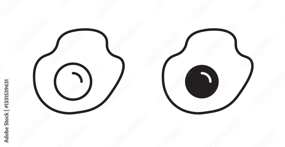 Poster egg fried vector icon set in black color.