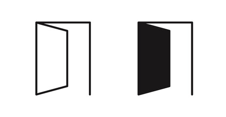 Exit vector icon set in black color.