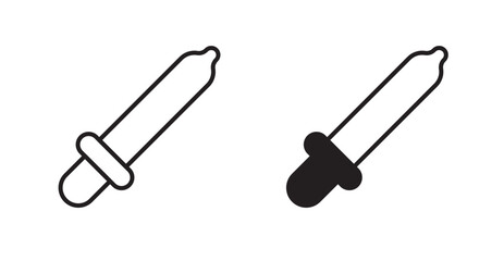 Eye dropper vector icon set in black color.
