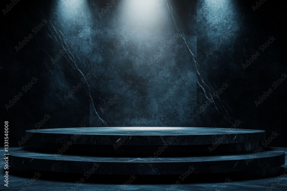 Poster stage setting with dramatic lighting creates an elegant atmosphere for performances or presentations
