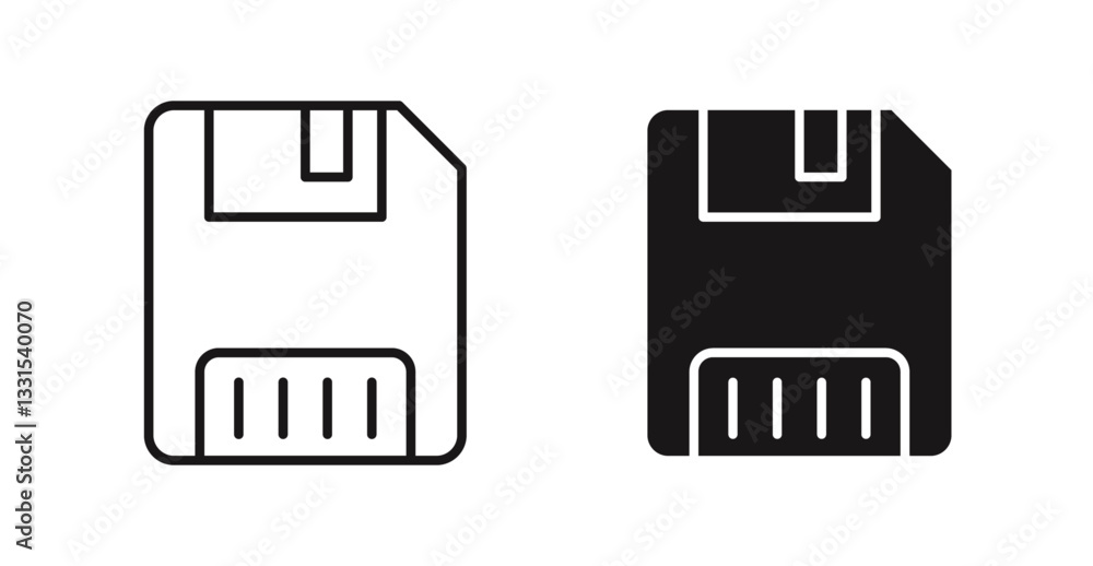 Poster floppy disk vector icon set in black color.
