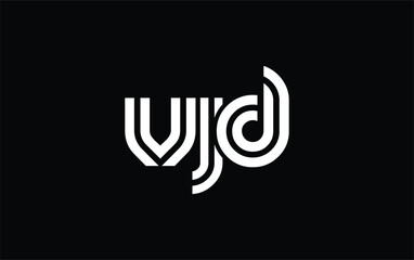 VJD Creative Unique Modern Letter Logo Design. Stylized logo featuring a unique letter design, presenting abstract minimalist aesthetics and modern appeal.