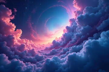 Colorful swirls of cosmic clouds in a serene space backdrop, Beautiful, Galaxy