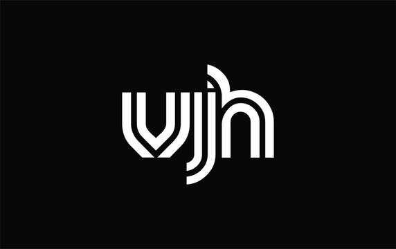 VJH Creative Unique Modern Letter Logo Design. Stylized logo featuring a unique letter design, presenting abstract minimalist aesthetics and modern appeal.