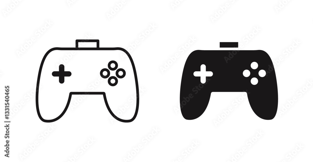Poster gamepad vector icon set in black color.